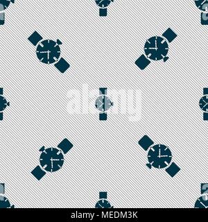 watches icon symbol . Seamless pattern with geometric texture. Vector illustration Stock Vector