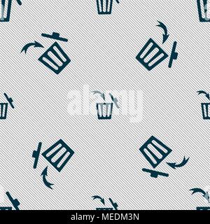 Recycle bin sign icon. Seamless pattern with geometric texture. Vector illustration Stock Vector