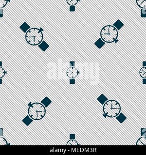 watches icon symbol . Seamless pattern with geometric texture. Vector illustration Stock Vector