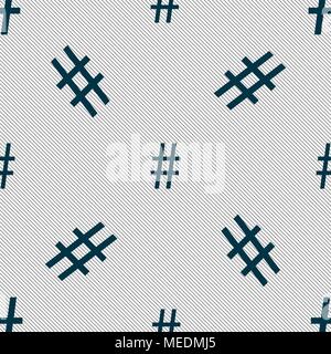 hash tag icon. Seamless pattern with geometric texture. Vector illustration Stock Vector