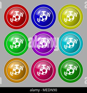 mirror ball disco icon sign. symbol on nine round colourful buttons. Vector illustration Stock Vector