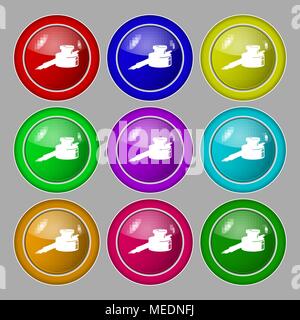 pen and ink icon sign. symbol on nine round colourful buttons. Vector illustration Stock Vector