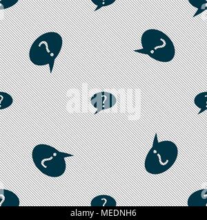Question mark sign icon. Help speech bubble symbol. FAQ sign. Seamless pattern with geometric texture. Vector illustration Stock Vector