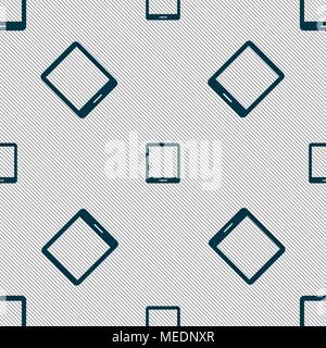 Tablet sign icon. smartphone button. Seamless pattern with geometric texture. Vector illustration Stock Vector