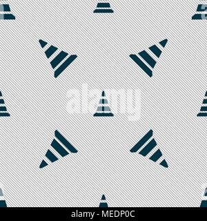 road cone icon. Seamless pattern with geometric texture. Vector illustration Stock Vector