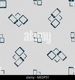 Synchronization sign icon. communicators sync symbol. Data exchange. Seamless pattern with geometric texture. Vector illustration Stock Vector