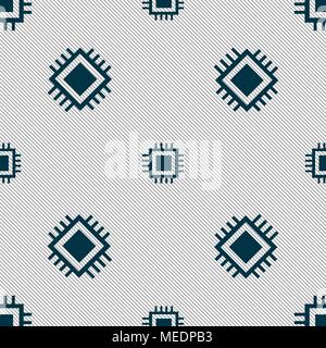 Central Processing Unit Icon. Technology scheme circle symbol. Seamless pattern with geometric texture. Vector illustration Stock Vector