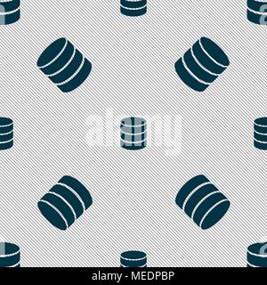 Hard disk and database sign icon. flash drive stick symbol. Seamless pattern with geometric texture. Vector illustration Stock Vector