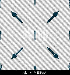 dropper sign icon. pipette symbol. Seamless pattern with geometric texture. Vector illustration Stock Vector