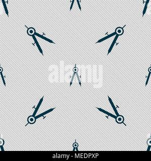Mathematical Compass sign icon. Seamless pattern with geometric texture. Vector illustration Stock Vector