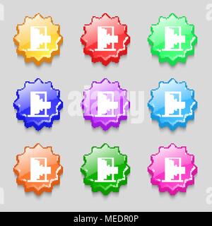 Door, Enter or exit icon sign. symbol on nine wavy colourful buttons. Vector illustration Stock Vector