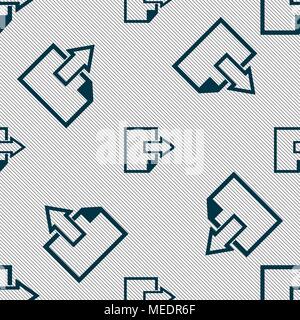 Export file icon. File document symbol. Seamless pattern with geometric texture. Vector illustration Stock Vector