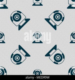 Webcam sign icon. Web video chat symbol. Camera chat. Seamless pattern with geometric texture. Vector illustration Stock Vector