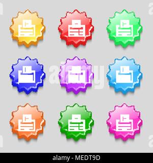 Hotkey icon sign. symbol on nine wavy colourful buttons. Vector illustration Stock Vector