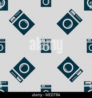 washing machine icon sign. Seamless pattern with geometric texture. Vector illustration Stock Vector