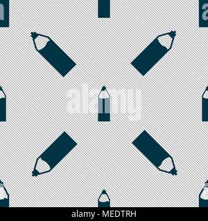 Plastic bottle with drink icon sign. Seamless pattern with geometric texture. Vector illustration Stock Vector