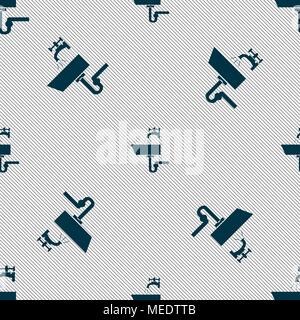 Washbasin icon sign. Seamless pattern with geometric texture. Vector illustration Stock Vector
