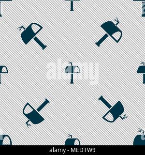 Mailbox icon sign. Seamless pattern with geometric texture. Vector illustration Stock Vector