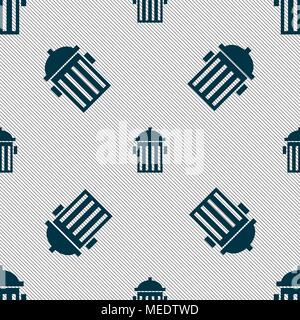 fire hydrant icon sign. Seamless pattern with geometric texture. Vector illustration Stock Vector