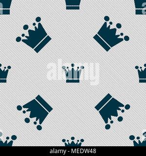 Crown icon sign. Seamless pattern with geometric texture. Vector illustration Stock Vector