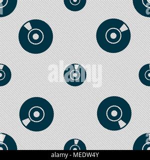 CD or DVD icon sign. Seamless pattern with geometric texture. Vector illustration Stock Vector