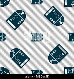 mp3 player icon sign. Seamless pattern with geometric texture. Vector illustration Stock Vector