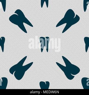 tooth icon. Seamless pattern with geometric texture. Vector illustration Stock Vector