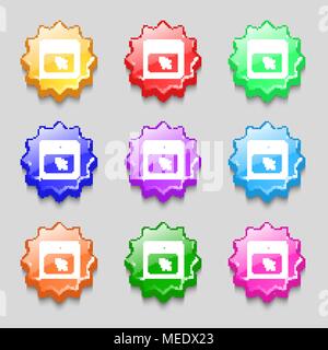 the dialog box icon sign. symbol on nine wavy colourful buttons. Vector illustration Stock Vector