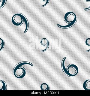 number Nine icon sign. Seamless pattern with geometric texture. Vector illustration Stock Vector