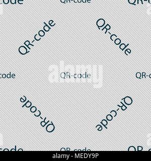 Qr code sign icon. Scan code symbol. Seamless pattern with geometric texture. Vector illustration Stock Vector