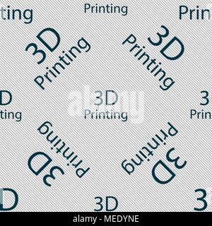 3D Print sign icon. 3d-Printing symbol. Seamless pattern with geometric texture. Vector illustration Stock Vector