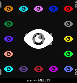 Eye, Publish content  icon sign. Lots of colorful symbols for your design. Vector illustration Stock Vector