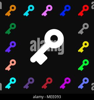 key icon sign. Lots of colorful symbols for your design. Vector ...