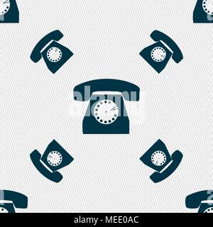 Retro telephone icon symbol. Seamless pattern with geometric texture. Vector illustration Stock Vector