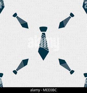 Tie sign icon. Business clothes symbol. Seamless pattern with geometric texture. Vector illustration Stock Vector