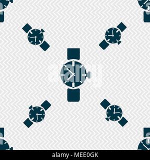 watches icon symbol . Seamless pattern with geometric texture. Vector illustration Stock Vector