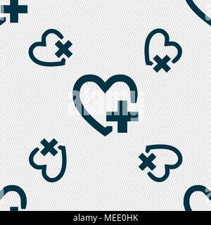 Heart sign icon. Love symbol. Seamless pattern with geometric texture. Vector illustration Stock Vector