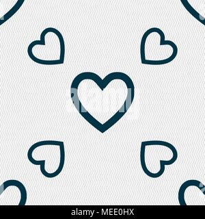 Heart sign icon. Love symbol. Seamless pattern with geometric texture. Vector illustration Stock Vector