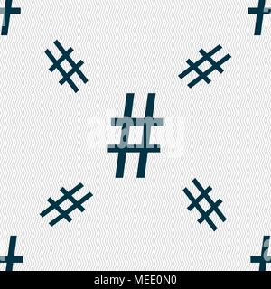 hash tag icon. Seamless pattern with geometric texture. Vector illustration Stock Vector