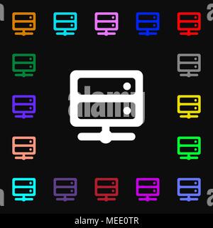 Server icon sign. Lots of colorful symbols for your design. Vector illustration Stock Vector