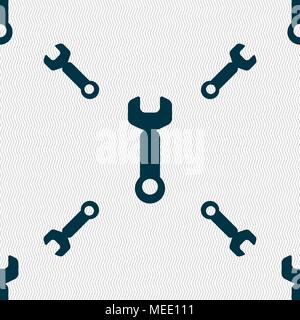 Wrench key sign icon. Service tool symbol. Seamless pattern with geometric texture. Vector illustration Stock Vector