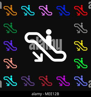 elevator, Escalator, Staircase icon sign. Lots of colorful symbols for your design. Vector illustration Stock Vector