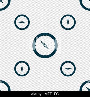 Compass sign icon. Windrose navigation symbol. Seamless pattern with geometric texture. Vector illustration Stock Vector