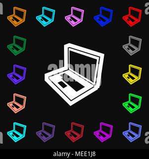 Laptop icon sign. Lots of colorful symbols for your design. Vector illustration Stock Vector