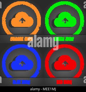 Upload from cloud  icon symbol. Fashionable modern style. In the orange, green, blue, green design. Vector illustration Stock Vector