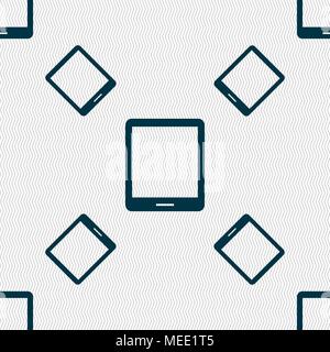 Tablet sign icon. smartphone button. Seamless pattern with geometric texture. Vector illustration Stock Vector