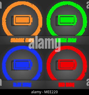 Battery fully charged  icon symbol. Fashionable modern style. In the orange, green, blue, green design. Vector illustration Stock Vector