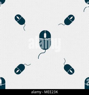 Computer mouse sign icon. Optical with wheel symbol. Seamless pattern with geometric texture. Vector illustration Stock Vector
