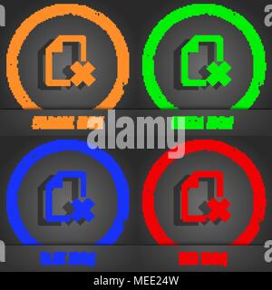 delete File document  icon symbol. Fashionable modern style. In the orange, green, blue, green design. Vector illustration Stock Vector