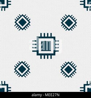 Central Processing Unit Icon. Technology scheme circle symbol. Seamless pattern with geometric texture. Vector illustration Stock Vector